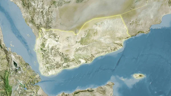 Obszar Jemenu Mapie Satelitarnej Projekcji Stereograficznej Surowa Kompozycja Warstw Rastrowych — Zdjęcie stockowe