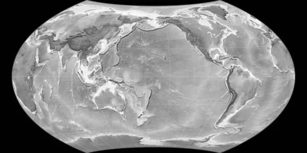 World Map Wagner Viii Projection Centered 170 West Longitude Grayscale — Stock Photo, Image