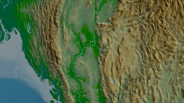 Mandalay Teilung Myanmars Farbige Shader Daten Mit Seen Und Flüssen — Stockfoto