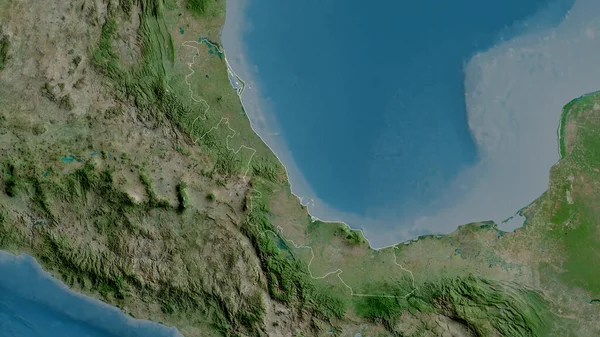 Veracruz Statul Mexic Imagini Prin Satelit Forma Conturată Împotriva Zonei — Fotografie, imagine de stoc