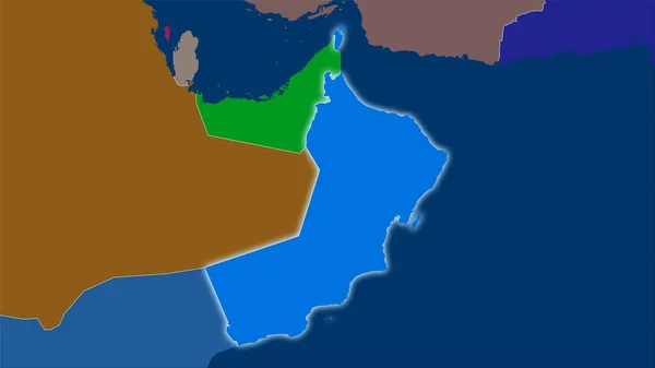 Area Dell Oman Sulla Mappa Delle Divisioni Amministrative Nella Proiezione — Foto Stock