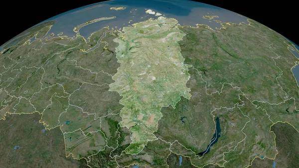 克拉斯诺亚尔斯克 俄罗斯领土的放大和突出 卫星图像 3D渲染 — 图库照片