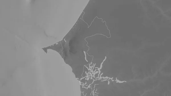 セネガルの領域 湖や川とグレースケールの地図 形状は その国の領域に対して概説 3Dレンダリング — ストック写真