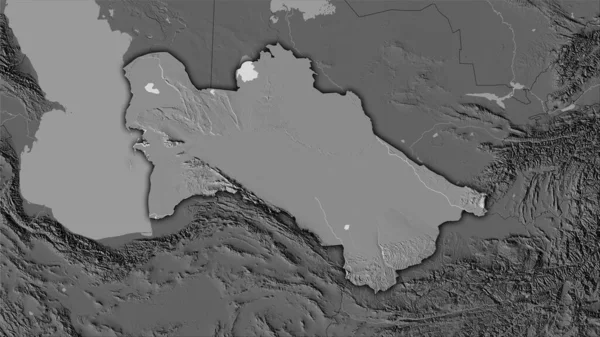 Zona Turkmenistán Mapa Elevación Bilevel Proyección Estereográfica Composición Cruda Capas — Foto de Stock