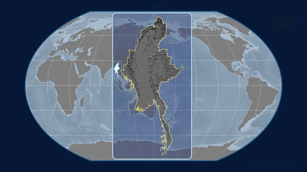 Inzoomd Met Het Oog Myanmar Schets Met Perspectief Lijnen Tegen — Stockfoto