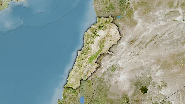 Λιβάνου Περιοχή Στο Δορυφόρο Ένας Χάρτης Στην Στερεογραφική Προβολή Ακατέργαστη — Φωτογραφία Αρχείου