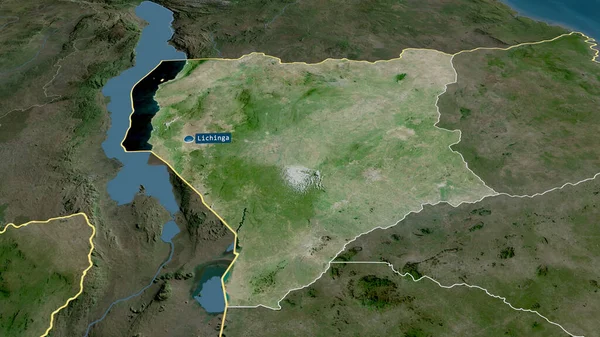 Nassa Provinsen Moçambique Zoomas Och Betonas Med Kapital Satellitbilder Rendering — Stockfoto