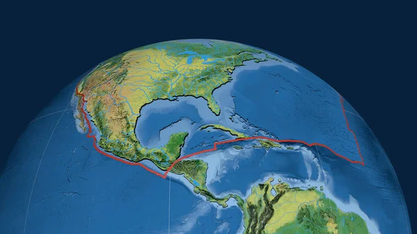 Kuzey Amerika Nın Tektonik Plakası Dünyaya Çizilmiş Topografik Harita Görüntüleme — Stok fotoğraf