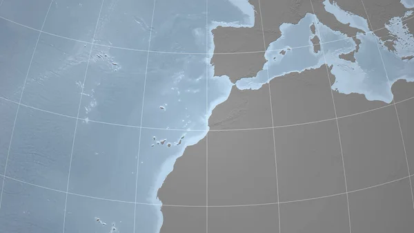 モロッコ アウトラインなしで遠くの視点 グレースケール標高図 — ストック写真