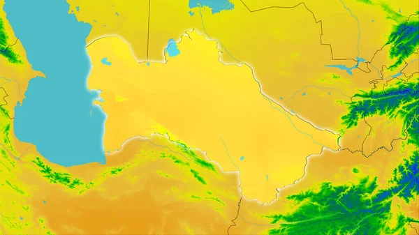 Turkmenistan Gebied Jaarlijkse Temperatuurkaart Stereografische Projectie Ruwe Samenstelling Van Rasterlagen — Stockfoto