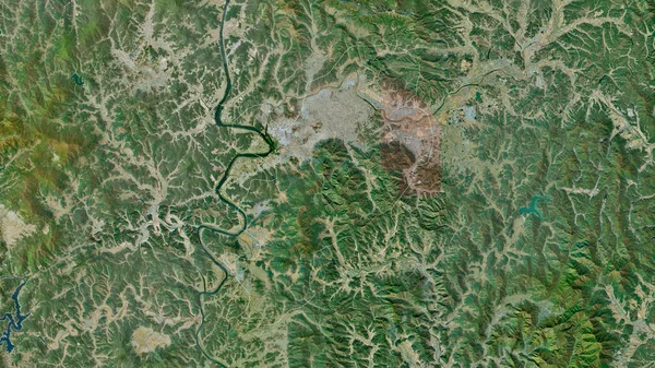 Daegu Metropolitan City South Korea Satellite Imagery Shape Outlined Its — Stock Photo, Image