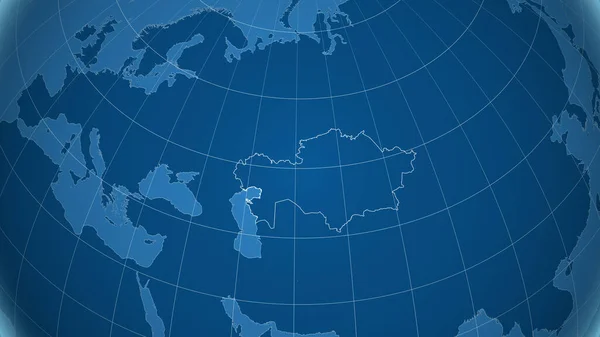 Kazakstan Grannskap Avlägset Perspektiv Med Kontur Landet Endast Former Mark — Stockfoto