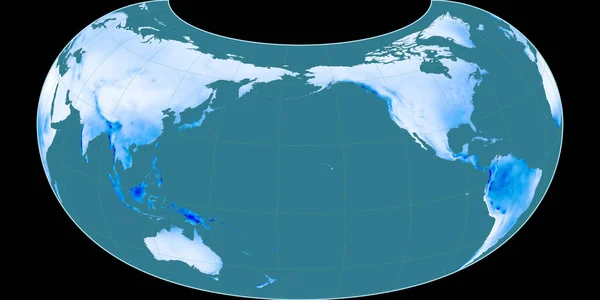 World Map Raisz Armadillo Projection Centered 170 West Longitude Mean — Stock Photo, Image