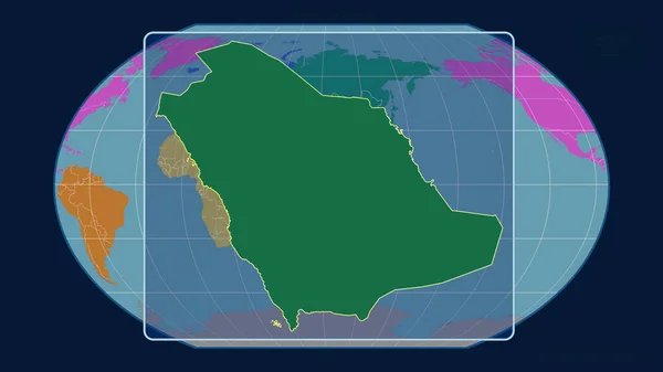 Vista Ampliada Del Contorno Arabia Saudita Con Líneas Perspectiva Contra —  Fotos de Stock