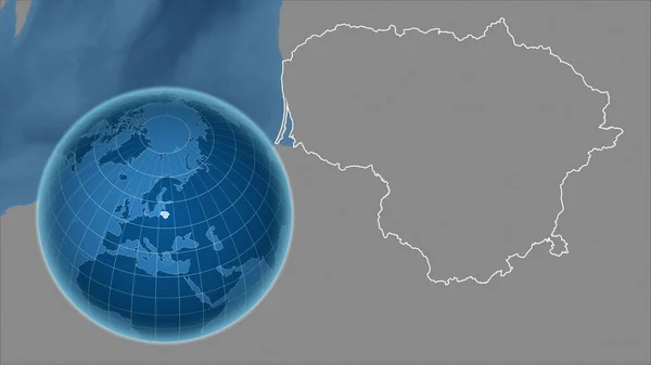 Lituanie Globe Avec Forme Pays Contre Carte Zoomée Avec Son — Photo