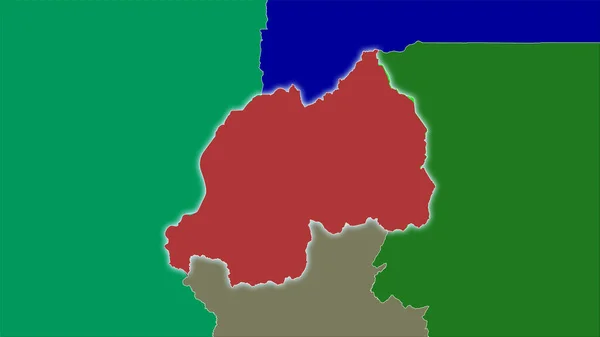 Rwandská Oblast Mapě Administrativních Divizí Stereografické Projekci Hrubé Složení Rastrových — Stock fotografie