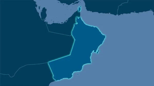 Oman Gebiet Auf Der Soliden Karte Der Stereographischen Projektion Rohe — Stockfoto