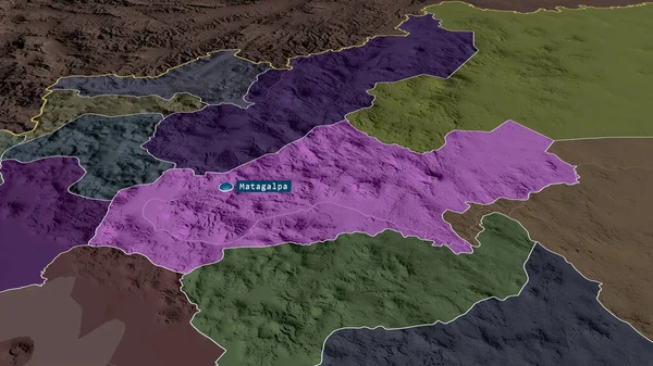 Matagalpa Katedra Nikaraguy Přiblížila Zvýraznila Kapitálem Barevná Poďobaná Mapa Administrativního — Stock fotografie