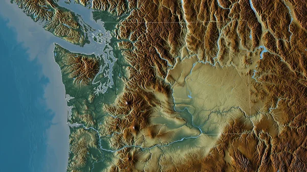 华盛顿 美国的一个州 五彩斑斓的湖泊和河流 形状与它的国家相对应 3D渲染 — 图库照片