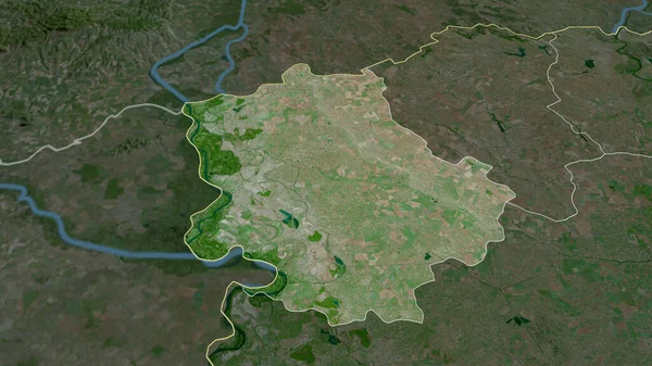 Sırbistan Zapadno Backi Ilçesi Yakınlaştırıldı Plana Çıkarıldı Uydu Görüntüleri Görüntüleme — Stok fotoğraf