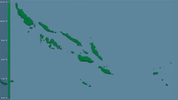 Variação Média Anual Temperatura Área Das Ilhas Salomão Projeção Estereográfica — Fotografia de Stock