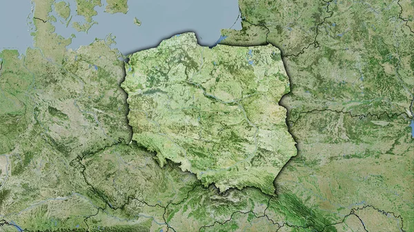 Poland Area Satellite Map Stereographic Projection Raw Composition Raster Layers — Stock Photo, Image