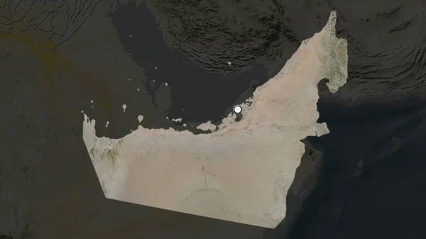 Zvýrazněná Oblast Spojených Arabských Emirátů Hlavním Bodem Vyprahlé Mapě Svého — Stock fotografie