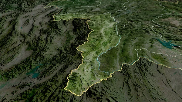 Xaignabouri Provincia Laos Ampliada Destacada Imágenes Satélite Renderizado —  Fotos de Stock