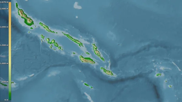 Mapa Físico Dentro Área Das Ilhas Salomão Projeção Estereográfica Com — Fotografia de Stock