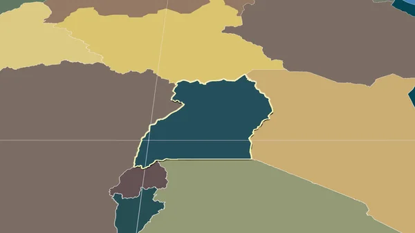 Uganda Dintorni Prospettiva Obliqua Distante Forma Delineata Mappa Colori Delle — Foto Stock