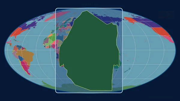 Vergrößerte Ansicht Von Swasiland Mit Perspektivischen Linien Gegen Eine Weltkarte — Stockfoto