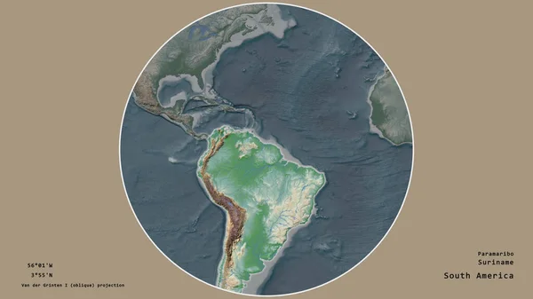 Région Suriname Est Centrée Dans Cercle Entourant Son Continent Sur — Photo