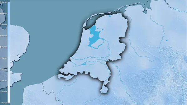 Precipitação Mês Mais Seco Dentro Área Holanda Projeção Estereográfica Com — Fotografia de Stock