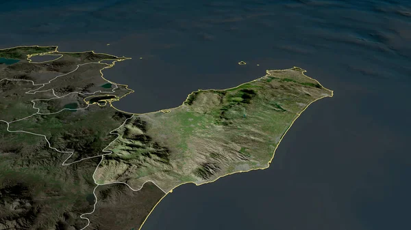 Nabeul Governatorato Della Tunisia Ingrandito Evidenziato Immagini Satellitari Rendering — Foto Stock