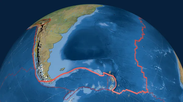 Южноамериканская Тектоническая Плита Обозначенная Земном Шаре Спутниковые Снимки Рендеринг — стоковое фото