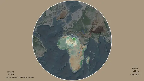 Площадь Ливии Отмечена Кругом Крупномасштабной Карте Континента Изолированной Ненасыщенном Фоне — стоковое фото