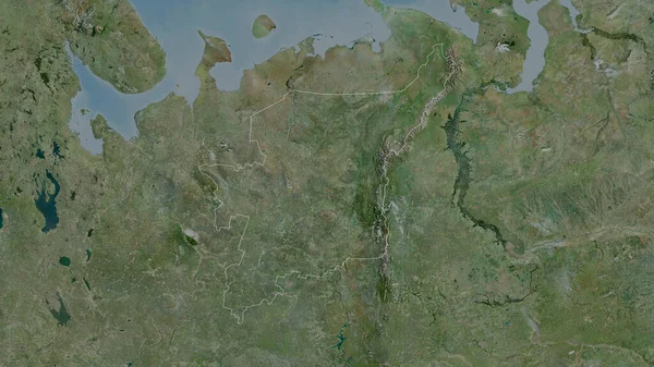 ロシア共和国のコミ 衛星画像 形状は その国の領域に対して概説 3Dレンダリング — ストック写真