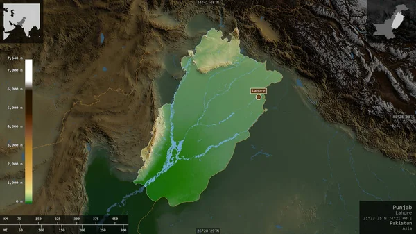 Пенджаб Провінція Пакистан Кольорові Шейдерні Дані Озерами Річками Форма Представлена — стокове фото