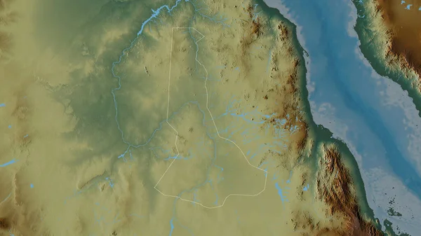 Rzeka Nilu Stan Sudan Kolorowa Ulga Jeziorami Rzekami Kształt Nakreślony — Zdjęcie stockowe
