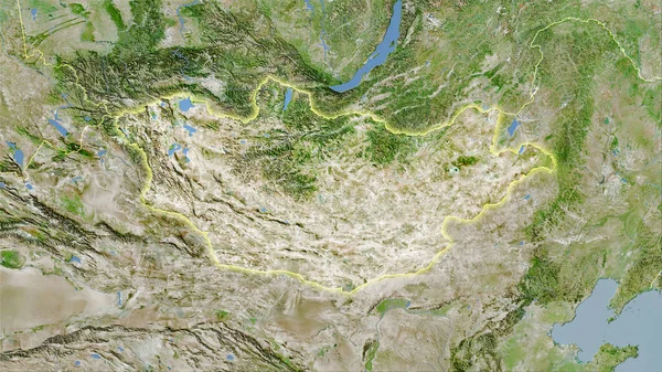 Uyduda Moğolistan Bölgesi Stereografik Projeksiyonda Bir Harita Işık Saçan Ana — Stok fotoğraf