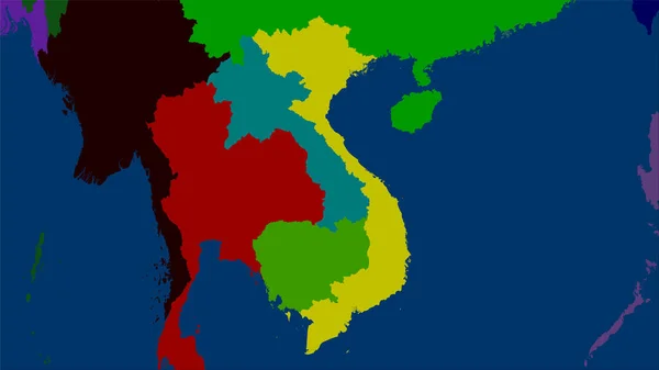 管理部門のベトナム領域は 立体投影にマップ ラスター層の生の組成 — ストック写真