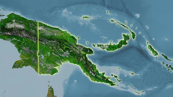 Papua Nowa Gwinea Mapie Satelitarnej Projekcji Stereograficznej Surowa Kompozycja Warstw — Zdjęcie stockowe