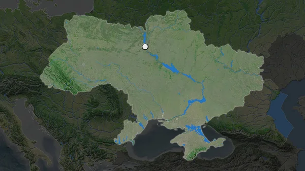 Ukrajna Kiemelt Területe Ahol Főváros Szerepel Környék Kiszáradt Térképén Műholdfelvételek — Stock Fotó