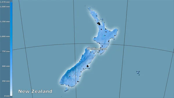 Nederbörd Varmaste Kvartalet Inom Nya Zeeland Området Stereografisk Projektion Med — Stockfoto