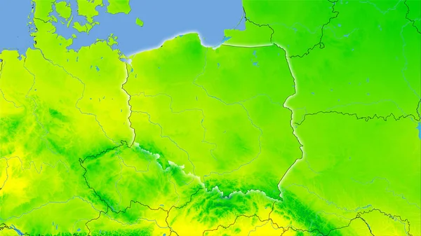 Área Polonia Mapa Anual Temperatura Proyección Estereográfica Composición Bruta Capas — Foto de Stock