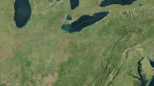 Ohio, Birleşik Devletler Eyaleti. Uydu görüntüleri. Ülke alanına göre şekillendirilmiş. 3B görüntüleme
