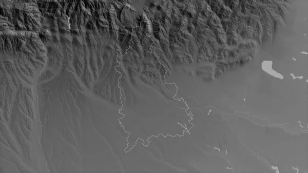 ルーマニアの郡Dambovita 湖や川とグレースケールの地図 形状は その国の領域に対して概説 3Dレンダリング — ストック写真