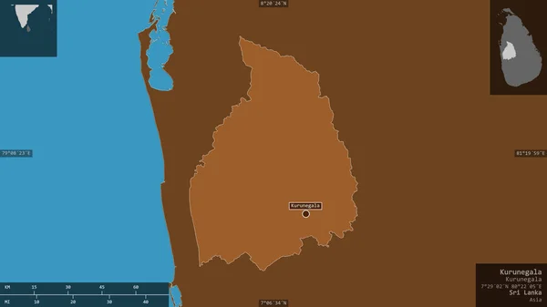 Kurunegala Distrito Sri Lanka Sólidos Modelados Con Lagos Ríos Forma — Foto de Stock