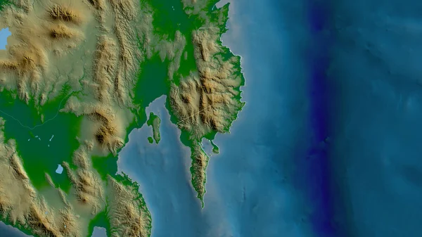 フィリピンのダバオ オリエンタル州 湖や川と色シェーダーデータ 形状は その国の領域に対して概説 3Dレンダリング — ストック写真