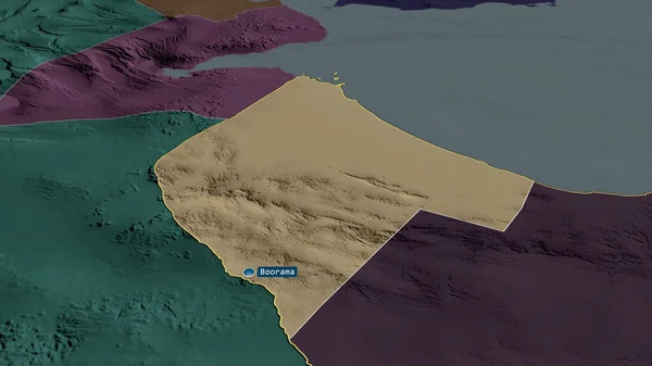 Awdal Region Somalii Powiększył Się Wyróżnił Kapitałem Kolorowa Wyboista Mapa — Zdjęcie stockowe
